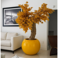 Bright Yellow Globe Vase with Japanese Maple Tree - LAUNCH
