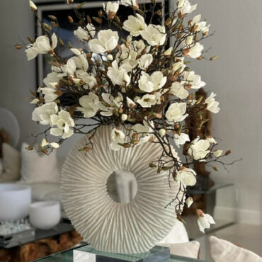 Large Eternity Vase with Magnolias and Driftwood